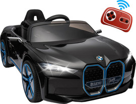 מאמא יוקרו רכב ממונע לילדים BMW 14I  12 V עם מושבי עור צבע שחור