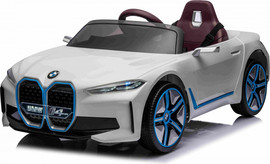 מאמא יוקרו רכב ממונע לילדים BMW 14I  12 V עם מושבי עור צבע לבן
