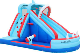 Doctor Dolphin מתקן מים מתנפח הכולל מגלשה גבוהה+קיר טיפוס+תותח מים+בריכת שיכשוך, דגם 83064