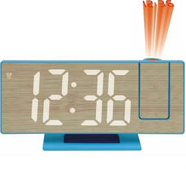 ORO שעון מעורר LED מקרין שעה על סוללות/USB – פאנל עשוי במבוק