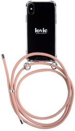 lovie כיסוי סיליקון שקוף + שרשרת אמיליה ורוד