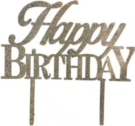 מסיבלנד טופר לעוגה happy birthday זהב נצנצים