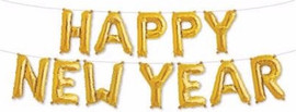 מסיבלנד סט בלונים HAPPY NEW YEAR זהב