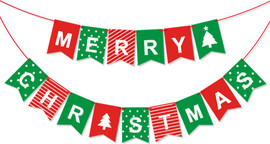 מסיבלנד דגלונים Merry Christmas אדום ירוק