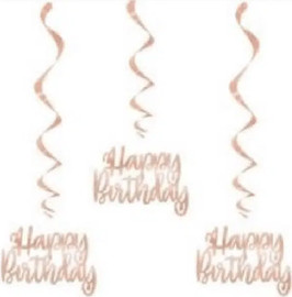 מסיבלנד קישוטי ספירלה happy birthday רוז גולד