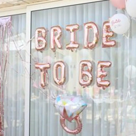 מסיבלנד סט בלונים bride to be רוז גולד +טבעת רוז גולד
