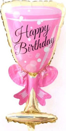 מסיבלנד בלון כוס שמפניה ורוד Happy Birthday