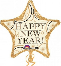מסיבלנד בלון כוכב זהב לבן happy new year