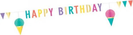 מסיבלנד באנר לתלייה HAPPY BIRTHDAY עם גלידות