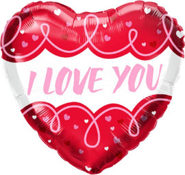 מסיבלנד בלון לב I LOVE YOU לבן אדום