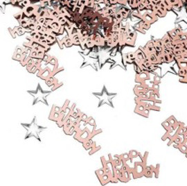 מסיבלנד קונפטי לשולחן happy birthday רוז גולד עם כוכבים