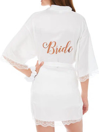 מסיבלנד חלוק לכלה לבן Bride רוז גולד