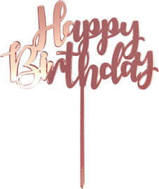 מסיבלנד טופר לעוגה happy birthday בצבע רוז גולד