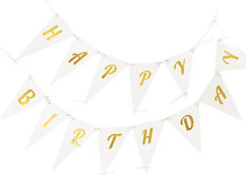מסיבלנד שרשרת דגלים משולשים  happy birthday לבן זהב (מוכן לתלייה