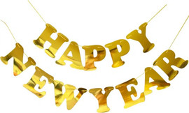 מסיבלנד שלט זהב גדול HAPPY NEW YEAR