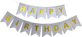 מסיבלנד שלט happy birthday נצנצים כסף