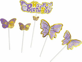 מסיבלנד קיסמי פרפרים לעוגה- 6 יחידות