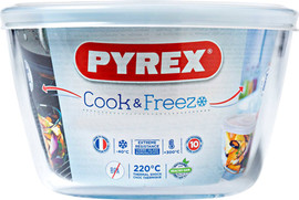 PYREX כלי אחסון עגול + מכסה 1.6 ליטר PYREX