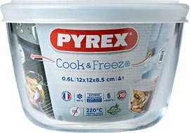 PYREX כלי אחסון עגול + מכסה 0.6 ליטר Pyrex