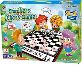 PlaySmart משחקי רצפה (חצר) ענקיים - שחמט ודמקה גדול 130X93 - משחקי ענק
