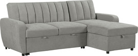 Home Decor מערכת ישיבה פינתית מבד נפתחת למיטה זוגית עם ארגז מצעים דגם יונית-אפור