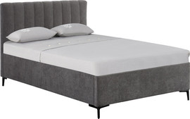 Home Decor מיטה רחבה לנוער 120x190 מרופדת בד רחיץ עם ארגז מצעים מעץ HOME DECOR דגם מונה - אפור