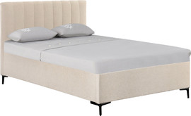 Home Decor מיטה רחבה לנוער 120x190 מרופדת בד רחיץ עם ארגז מצעים מעץ HOME DECOR דגם מונה - קרם