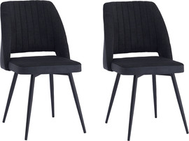 Home Decor זוג כיסאות מעוצבים לפינת אוכל מבד רחיץ דגם פולו-שחור