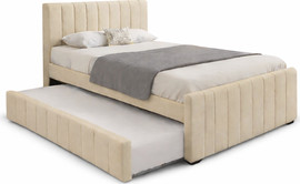 Home Decor מיטה רחבה 120×190 מרופדת בד רחיץ עם מיטת חבר דגם סנדי – קרם
