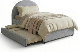 Home Decor מיטה רחבה 120×190 מרופדת בד רחיץ עם מיטת חבר דגם פטיו – אפור