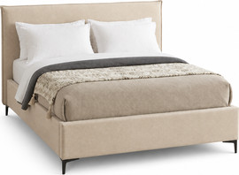 Home Decor מיטה רחבה לנוער 120×190 מרופדת בד רחיץ עם ארגז מצעים מעץ דגם גלורי – קרם