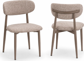 Home Decor זוג כיסאות לפינת אוכל מרופדים בד רחיץ ורגל מוקה דגם ארז