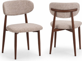 Home Decor זוג כיסאות לפינת אוכל מרופדים בד רחיץ ורגל אגוז דגם אריסטו