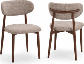 Home Decor זוג כיסאות לפינת אוכל מרופדים בד רחיץ ורגל אגוז דגם פוקוס