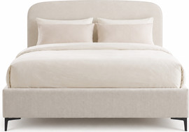 Home Decor מיטה זוגית מעוצבת 140/190 בריפוד בד רחיץ עם ארגז מצעים מעץ דגם אס - שמנת