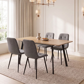 Home Decor פינת אוכל נפתחת כולל ו-4 כסאות מרופדים דגם רומי אלון-שירה