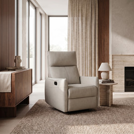 Home Decor כורסת טלוויזיה מעור עם מנגנון נדנוד דגם דיאנה אבן