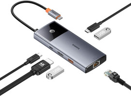 IMATRIX תחנת עגינה BASEUS 4K בחיבור USB 3.2 TYPE C -6 in 1 - כולל HDMI, רשת GIGABIT, חיבורי USB3.2 GEN2 וטעינה PD