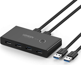 UGREEN מתג בורר KVM USB 3.0 SWITCH - לשיתוף התקני USB בין 2 מחשבים