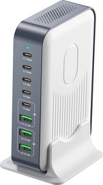 IMATRIX מטען שולחני  200W GaN עם 8 יציאות USB-C / USB-A – תחנת טעינה למחשב נייד וסמארטפונים