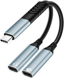 IMATRIX מתאם USB Type-C ל-2 יציאות Type-C – טעינה + אודיו במקביל