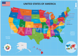 Mokile USA Map Placemat in English – Fun & Educational - מפת ארהב באנגלית