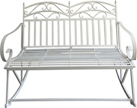HOME&MORE ספסל נדנדה זוגי ממתכת | Serenity Bench | שמנת