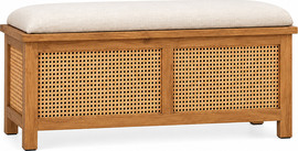 HOME&MORE הדום ישיבה ואחסון  | עץ מלא |  פשתן | RATTAN SIENA DUO