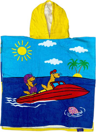 LE COMPTOIR DE LA PLAGE מגבת פונצ'ו עם כובע 100% כותנה