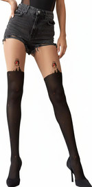 Marilyn גרביון דמוי ירכונים 60/20 דיינר וגרפיטי BANKSY QUEEN ,BEIGE-BLACK