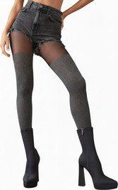 Marilyn גרביון דמוי ירכונים 60/20 דיינר ZAZU B07 ,BLACK-SILVER