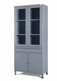 H.KLEIN ארון מתכת 2 דלתות זכוכית + מגירה + 2 דלתות אטומות צבעוני