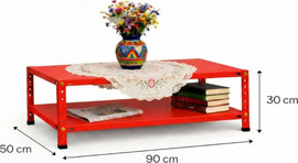 modomos שולחן סלון מתכת 60/90 /50 צבע אדום