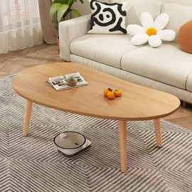 BOBO Decor שולחן סלון אובלי מעוצב בצבע עץ טבעי